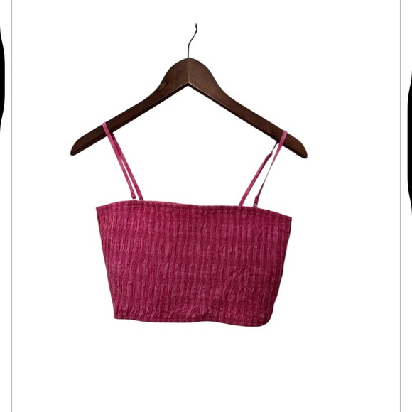 NEW A new Day Hot pink smocked crop tube top, size small - Picture 4 of 8
